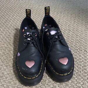 Dr. Martens Black Shoes with Colorful Heart Design